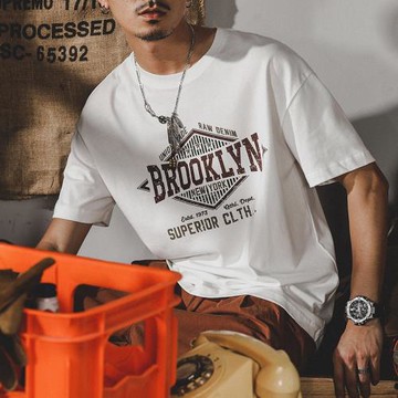 杰雷諾美式純棉T恤男短袖夏季2025新款半截袖印花潮牌ins寬松體恤