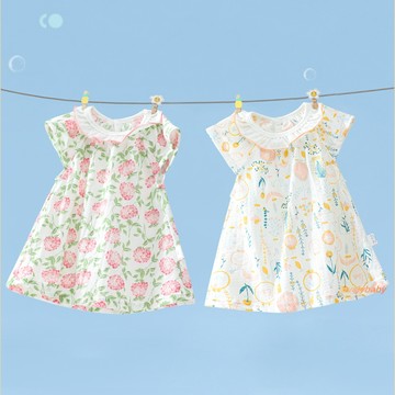 1~3歲 網眼透氣吸汗 女童夏季薄款純棉連衣裙 童裝新款可愛印花寶寶背心裙