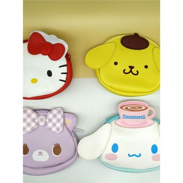 日單 三麗鷗Sanrio 布丁狗KT 多角色PU皮大頭卡包零錢包斜挎背包