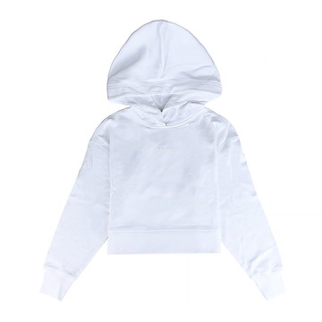 CANADA GOOSE Muskoka字母LOGO橡膠標設計純棉圓領落肩連帽T恤(女款/白)