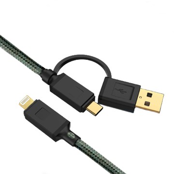 UniSync Type-C/USB to Lightning 二合一60W大功率急速快充傳輸線 綠