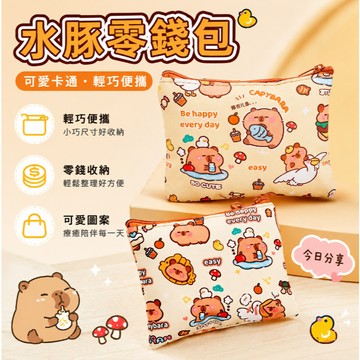 台灣現貨🎀卡皮巴拉零錢包 迷你零錢包 水豚零錢包 豚豚零錢包 卡通迷你 耳機收納袋 文件收納袋 文具收納 零錢包