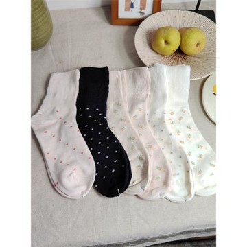 外貿日單女士秋冬款襪子棉老人松口襪短筒小碎花孕婦襪復古