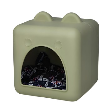 REDPUPPY Richell 寵物屋 附坐墊  奶綠茶  40 x 40 x 40cm  1個