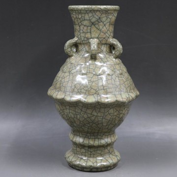 宋官窯開片多系蓮花尊瓶仿古老貨家居裝飾瓷器擺件古董古玩收藏1入
