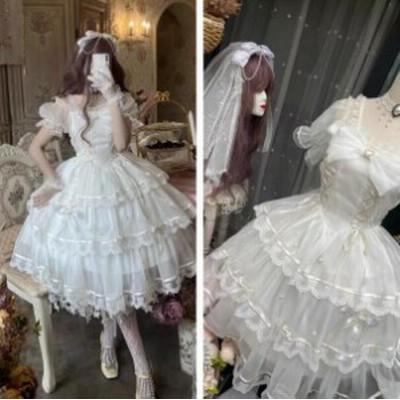 Op Ocean Pacific 白仙气花嫁春夏ワンカラーゴスロリワンピース ロリィタ 半袖op Lolita ロリータ コスプレ ウェディングドレス日常服ゴスロリワンピース人 通販 Lineポイント最大get Lineショッピング