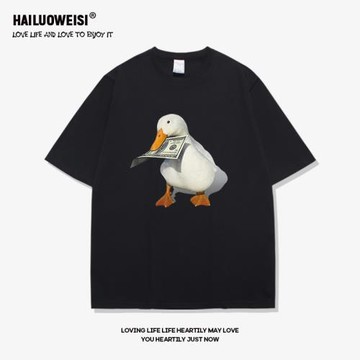 2024新款潮流短袖t恤男夏季純棉設計感黑色無性別半袖