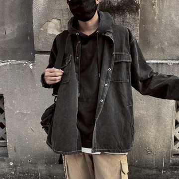 TOP_KOREA 正韓 水洗撞色車線工裝外套式襯衫 D879