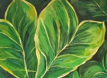 室內植物繪畫，植物牆藝術，牆壁裝飾，廚房裝飾