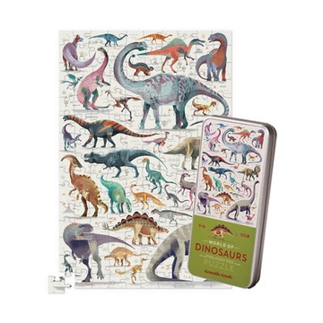 美國Crocodile Creek 鐵盒圖鑑拼圖 - 恐龍世界