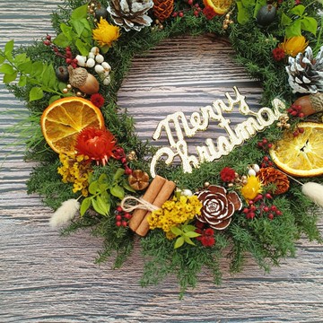 【田園系列】兩款 永生雪松 聖誕花圈 33x33cm
