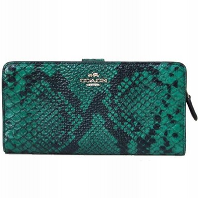 未使用級　レア　COACH コーチ　長財布　パイソン調　レザー　グリーン　保存箱 r400