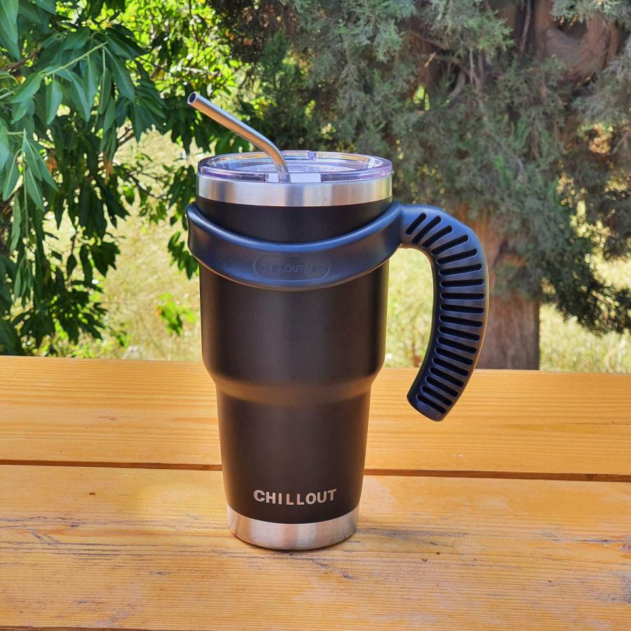 Stainless Steel Travel Mug with Handle 30 oz Piece Set. Tumbler with Handle, Straw, Cleaning Brush  Lids. Double... 2[並行輸入品]