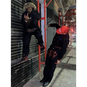 minustwo亮片工裝褲Top質量Graff Cargos潮牌多口袋直筒Y2k褲子