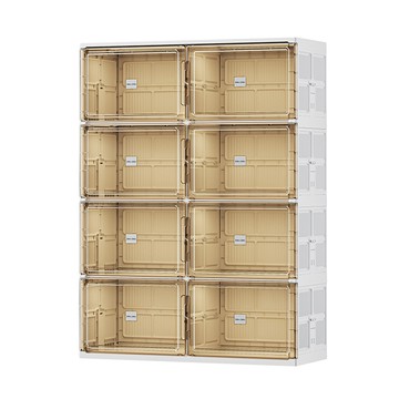 【Jeko&Jeko】四層8格加固耐重摺疊收納櫃/鞋櫃-多色可選 典雅白