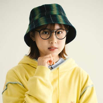 【雙面兩用】P仔雙面格紋漁夫帽 - 深藍色 (AH281)