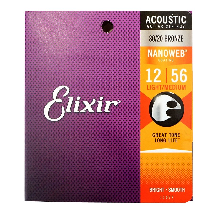 エリクサー ELIXIR 11077 ACOUSTIC NANOWEB LIGHT-Medium 12-56 アコースティックギター弦×6SET