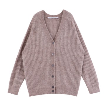 alexanderwang 羊駝毛羅紋 v 領開襟衫