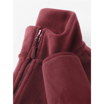 顯白減齡の酒紅色！安可拉紅奧粒絨立領衛衣女復古紅加絨開衫外套