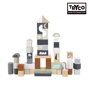 【Tryco】木質積木組_動物派對
