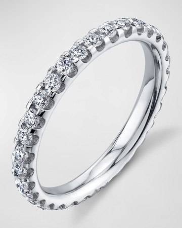 Platinum Eternity Comfort Fit Band with U Prong Set Round Cut Diamonds, 1.10ct