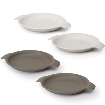 Nineware 朋友系列迷你盤子 2入+2入 15cm PP 塑膠 耐熱100°C  4件組迷你盤子  米白色+灰色  1組