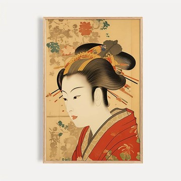 朱衣雲簪 / 日式浮世繪花魁仕女肖像掛畫