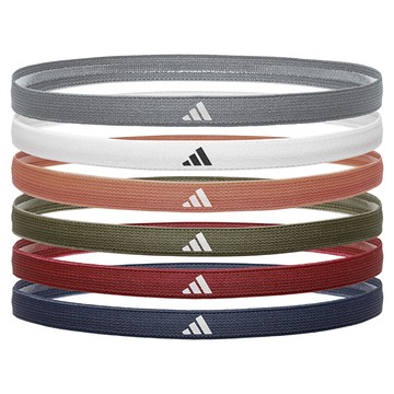 adidas 愛迪達 止滑運動髮帶6件組  冷冽灰 + 象牙白 + 焦糖棕 + 橄欖綠 + 寶石紅 + 海軍藍  22.8 x 7.2 x 0.42cm  1套