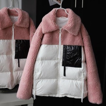 7折特價柜上999冬裝少女萌粉系羊羔絨羽絨服白鴨絨大衣少女大童琦