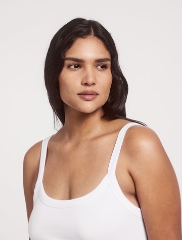 Classic Rib Cami Top in White - Organic Cotton Ninety Percent