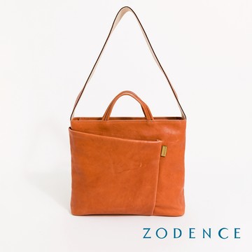 ZODENCE CHORD義大利植鞣革商務休閒手提肩背大包 經典駝