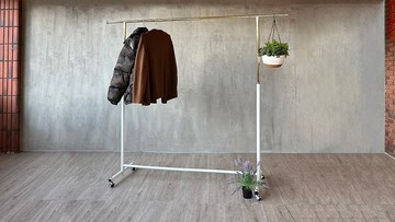 台灣製/優米/簡約奢華單桿伸縮吊衣架 衣架 鐵架 角鋼 層架