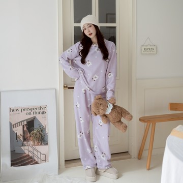 兩件式！一秒睡~軟綿綿印花法蘭絨睡衣套裝 SO73512【現貨】