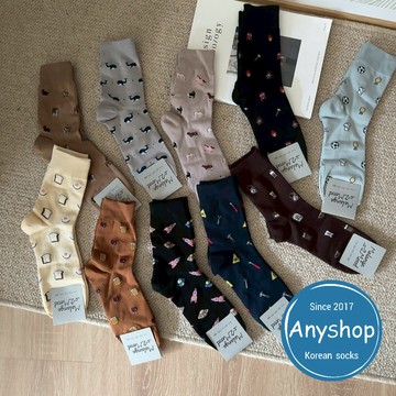 Anyshop韓國襪 小圖滿版男襪 火箭 啤酒 鯨魚 男襪 男仕 中筒襪 男生襪子 加大 上班族襪18308