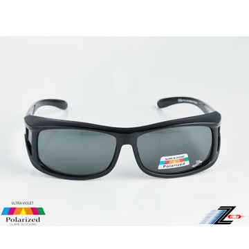 Z-POLS 新一代頂級PC級Polarized寶麗來偏光抗UV400包覆式太陽眼鏡 亮面黑(高規鏡片套鏡)