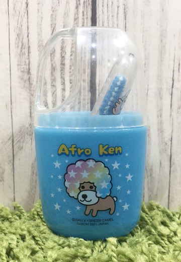 【震撼精品百貨】阿福羅_アフロ~盥洗組/牙刷附杯-藍*00521