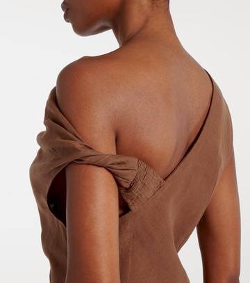 Faithfull Suis asymmetric linen maxi dress