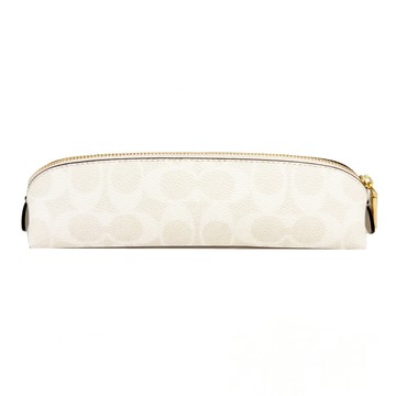 【COACH】C LOGO拉鍊筆袋化妝刷具包(白)