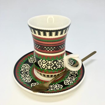 無紅幻想高質咖啡杯勺子配圖案精美陶瓷土耳其伴手禮茶杯咖啡杯