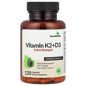 Futurebiotics, 維生素 K2+D3，Extra Strength，120 粒膠囊