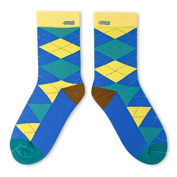 Best Tag 經典菱格圖案襪 藍 25-28cm