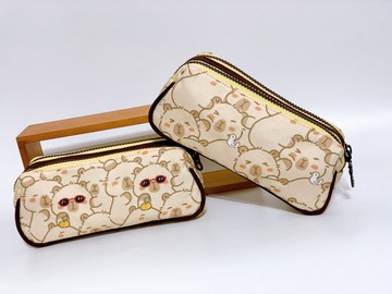 水豚 雙層拉鍊筆袋、化妝袋、收納袋