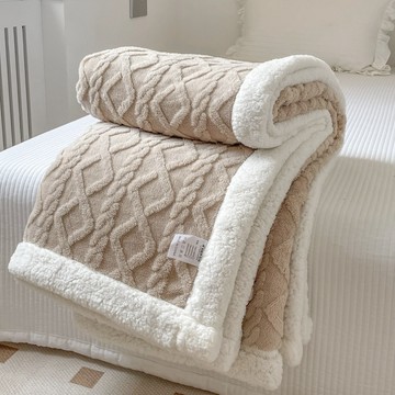 半島良品 韓系精緻包邊塔芙絨 羊羔絨毯被  200 x 150cm  米卡其