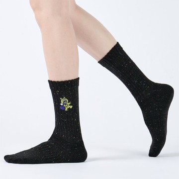 口袋裡的怪獸 中筒襪 - 黑(F)