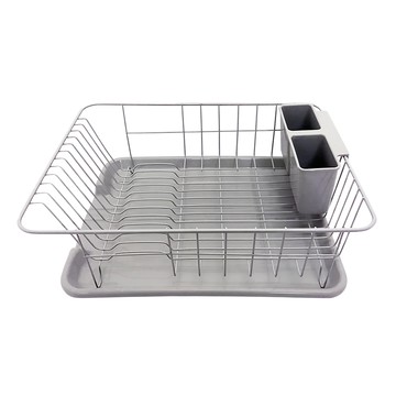 橘之屋 日式滴水碗籃 附瀝水筷籠 開放式設計 輕鬆收納碗盤  灰色  1個  1