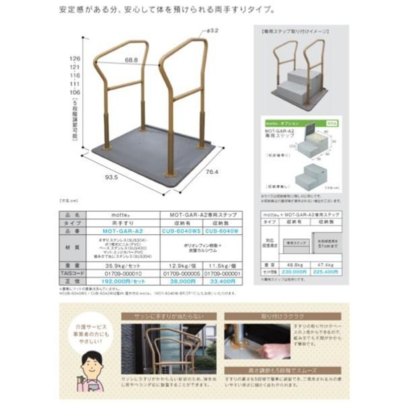 法人専用品※JOTO motte(両手すり) MOT-GAR-A2 通販 LINEポイント最大0.5%GET LINEショッピング