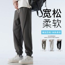 春秋男生衛褲 立體包邊休閒褲 寬鬆直筒束腳褲