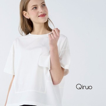 Qiruo 奇若春夏專櫃白色上衣7057A 短袖圓領造型