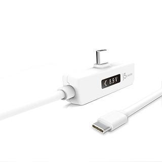 j5create USB-C  T型充電傳輸線內嵌OLED動態螢幕顯示 1.2米-JUCP15