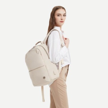 Milandes 純素皮革後背包-多色(日常通勤上班上學) 米色